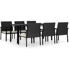 Gris Ensembles repas de patio vidaXL 3065709 Ensemble repas de patio, 1 Table incluse 6 Chaises