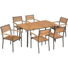 Impilabile Set da pranzo per patio vidaXL 44231 Set da pranzo per patio, 1 Tavolo incluso 6 Sedie