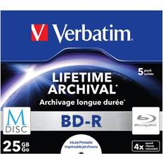 Blu-ray - M-Disc Optisk lagring Verbatim M-Disc BD-R 25GB 4x 5-pack Jewelcase Inkjet