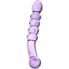 Speeltje voor koppels Dildos Gläs Purple Rain Ribbed Glazen Dildo