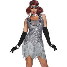 20's Fancy Dresses Leg Avenue Gatsby Silver Deluxe Costume