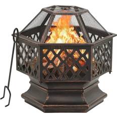 vidaXL Rustic Fireplace with Fire Fork XXL