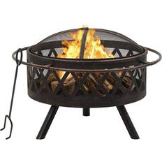 Brown Fire Pits & Fire Baskets vidaXL Rustic Fireplace with Fire Fork XXL