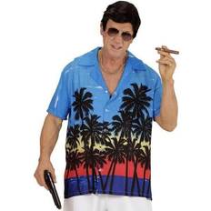 Overhemden Feestjurken Widmann Hawaii shirt blauw palmbomen