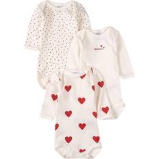 9-12M Body Petit Bateau Babies Heart Pattern Organic Cotton Bodysuit 3-pack - Variante 1 (A00BC00000)