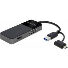 Kabler DeLock USB C/USB A - HDMI/VGA M-F Adapter