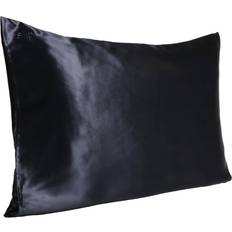 Soie Linge de Lit Slip Pure Taie d'oreiller Noir (76x51cm)