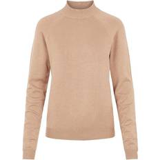 Pieces Esera Ls High Neck Knit Camisas - Beige