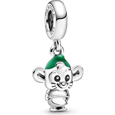Pandora Disney Cinderella Gus Mouse Dangle Charm - Silver/Black/Green