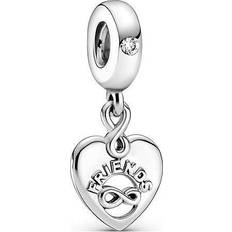 Venskabssmykke Charms & Vedhæng Pandora Friends Forever Heart Dangle Charm - Silver/Transparent