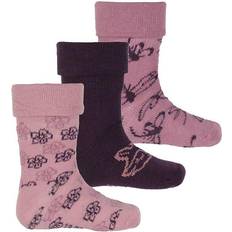 Blomstrede Strømper Minymo Baby Sock w. Pattern 3-pack - Dusty Orchid (5066-660)
