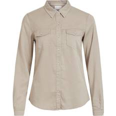 Vila Bista Pocketed Jeans Shirt - Beige/Simply Taupe