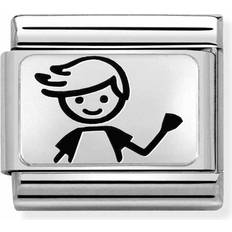 Men Charms & Pendants Nomination Composable Classic Link Boy Charm - Silver/Black