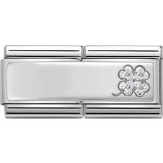 Nomination Classic Composable Four-Leaf Clover Double Link Charm - Silver/Transparent