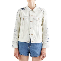 Tie Dye Abbigliamento Levi's Giacca Boyfriend Trucker Jacket - Blu Scuro/Bianco Denim