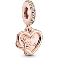 Love You Infinity Heart Dangle Charm - Rose Gold/Transparent