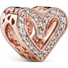Sparkling Freehand Heart Charm - Rose Gold/Transparent