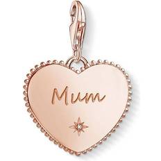 Mum Heart Charm Pendant - Rose Gold/Transparent
