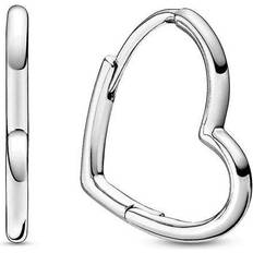 Pandora Ohrringe Pandora Asymmetrical Heart Hoops - Silver