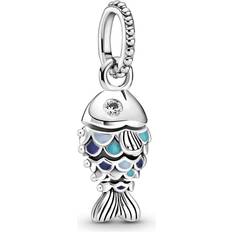 Turkoois Sieraden Pandora Scaled Fish Charm - Sterlingzilver/Blauw