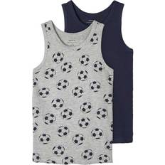 Pojkar Linnen Name It Tank Top 2-pack - Grey/Grey Melange (13177800)