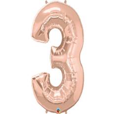 Latex Ballons 34 Inch Metallic Number 3 Rose Gold