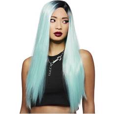 Turkos Maskerad Långa peruker Smiffys Manic Panic Sea Nymph Super Vixen Wig