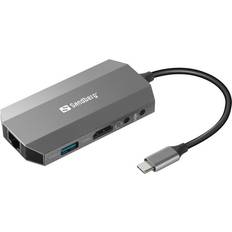 USB C - HDMI/USB C/2xUSB 3.0 A/RJ45/2x3.5mm Adapter M-F