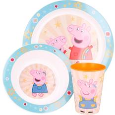 Plastic Baby Dinnerware Peppa Pig Greta Gris Kid's Microwavable Set 3pcs