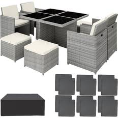 tectake Manhattan - Light Grey Havemøbelsæt, 1 borde inkl. 4 stole