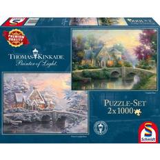 Schmidt Spiele Thomas Kinkade Winter in Lamplight Manour 2x1000 Pieces