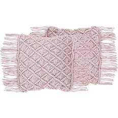 Polyester Coussins de Décoration Complets Beliani Yaniklar 2-pack Coussin de Décoration Complet Rose (40x40cm)