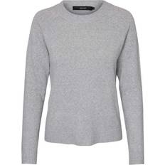 Vero Moda Doffy O-Neck Long Sleeved Knitted Sweater - Grey/Light Grey Melange