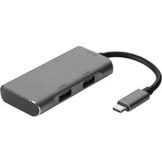 Usb c hubb Deltaco USB C-2USB A/USB C M-F Adapter