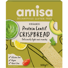 Brød, Kjeks og Knekkebrød Amisa Organic Gluten Free Protein Lentil Crispbread 100g