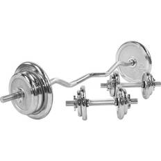 Zilver Halter sets Gorilla Sports EZ-curlset 70 kg Chroom 30 mm