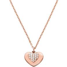 Michael Kors Precious Pavé Heart Necklace - Rose Gold/Transparent