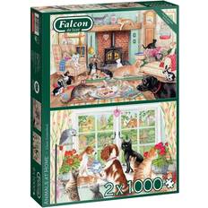 Puzzles Jumbo Falcon Animals at Home 2×1000 Pieces