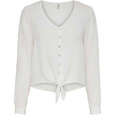 Only Nina Life L/S Tie Shirt Wvn White Female