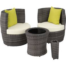 Round Outdoor Lounge Sets Garden & Outdoor Furniture tectake Nizza Outdoor Lounge Set, 1 Table incl. 2 Chairs