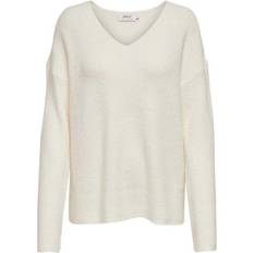 Élasthanne/Lycra/Spandex Pulls Only Camilla V-Neck L/S Pullover - Beige