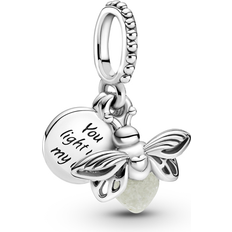 Silber Charms & Anhänger Pandora Glow in the Dark Firefly Dangle Charm - Silver/Green