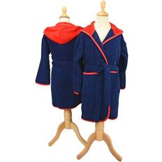 Kids bath towels A&R Towels Kid's Hooded Bathrobe - French Navy/Fire Red