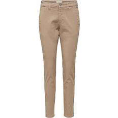 Beige - Chinos - Dam Byxor Selected Miley Tapered Fit Chinos - Beige/Silver Mink