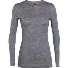 Dame - Grå Superundertøy Icebreaker Women's Merino 200 Oasis Long Sleeve Crewe Thermal Top - Gritstone Heather