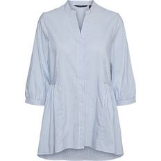 Vero Moda Clara V-Neck Shirt - Snow White/Cashmere Blue