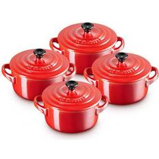 Geschirrspülen von Hand Minitöpfe Le Creuset Cerise Metallics Stoneware mit Klappe 4 teile 0.25 L 10 cm