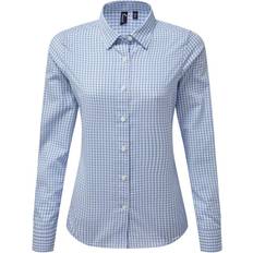 Premier Women's Maxton Check Long Sleeve Shirt - Light Blue/White