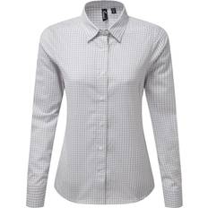 Premier Women's Maxton Check Long Sleeve Shirt - Silver/White