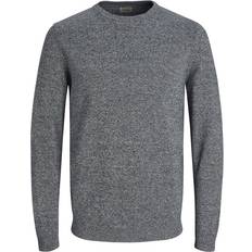 Slim Gensere Jack & Jones Crew Neck Knitted Pullover - Grey/Navy Blazer